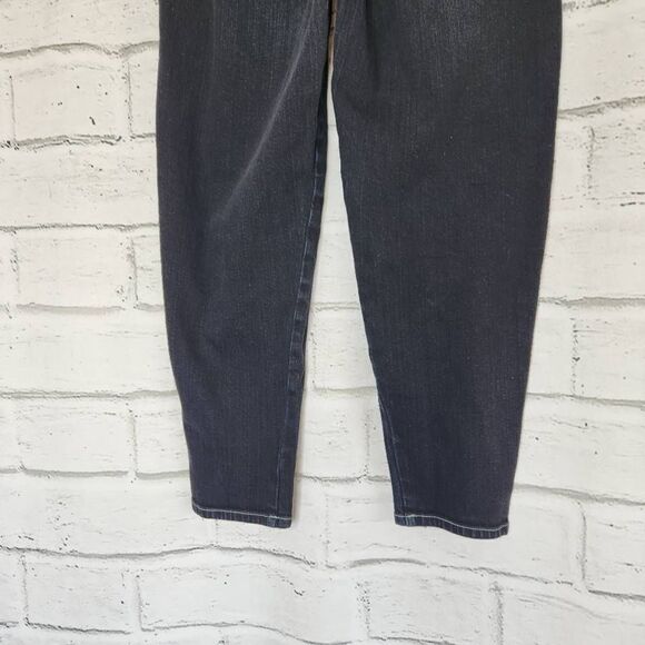 Something Navy Paperbag Waistbag Straight Leg High Rise Denim Jeans Black Size 6 - Picture 9 of 12